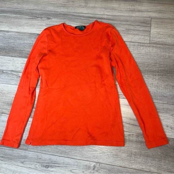 Lauren Ralph Lauren Minimal 100% Cotton Orange Top - M- Workplace/ Casual office - Picture 2 of 9